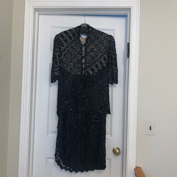 Vintage Designer Black Sequin Dress - Picture 3 of 5